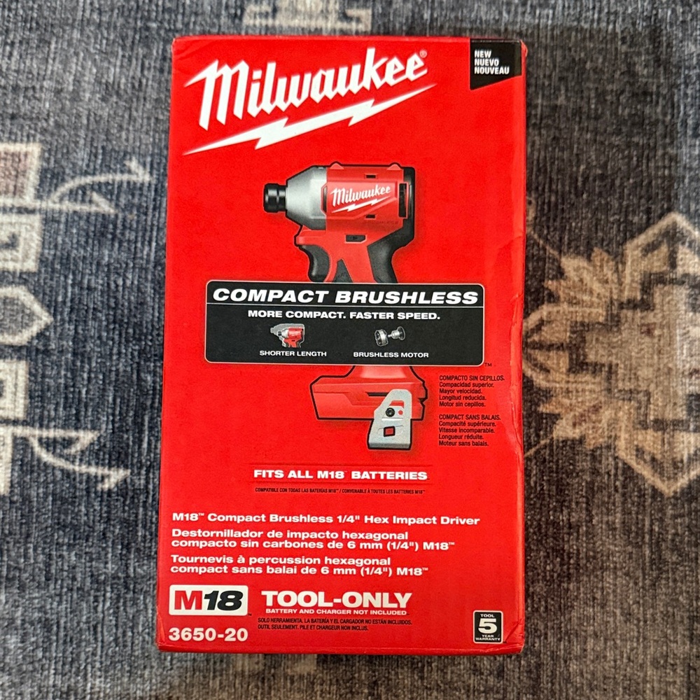 Milwaukee Red Compact Brushless Impact Driver Model 3650-20. Brand new inbox.
